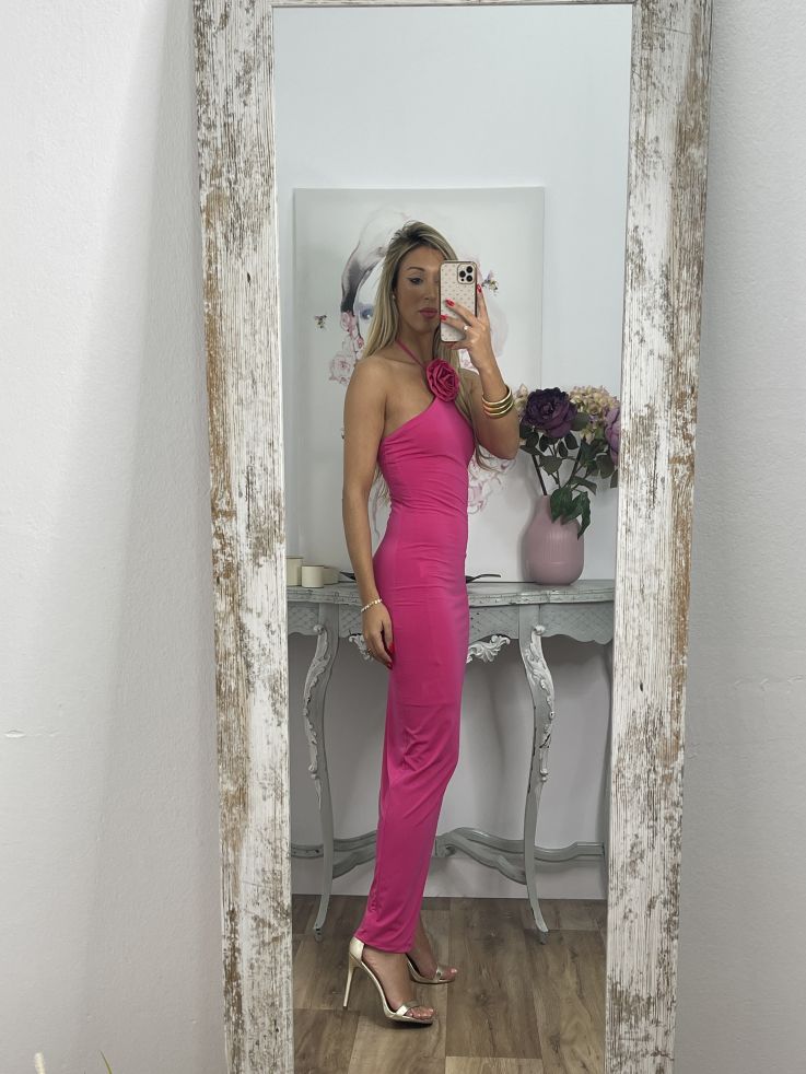 Vestido rosa flor rosa