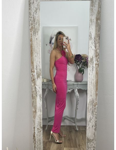 Vestido rosa flor rosa