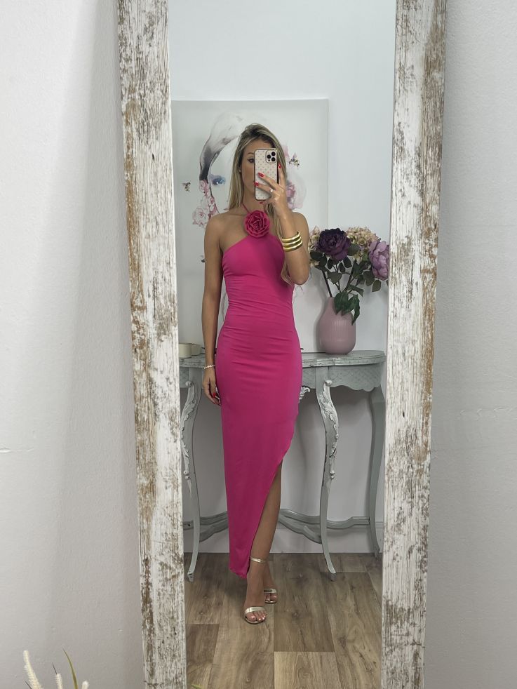 Vestido rosa flor rosa