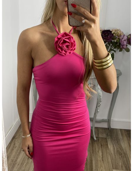 Vestido rosa flor rosa