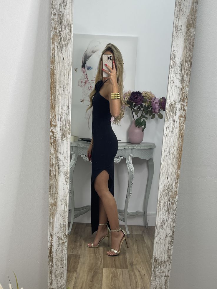 Vestido negro flor