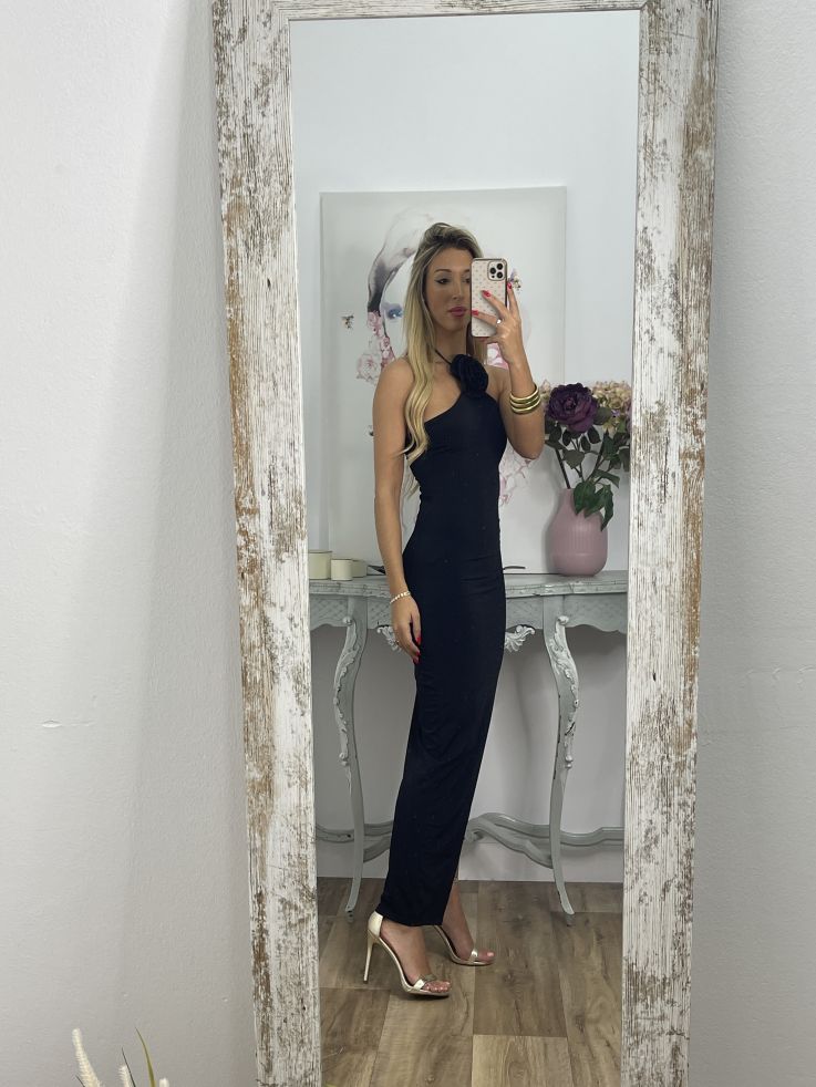 Vestido negro flor