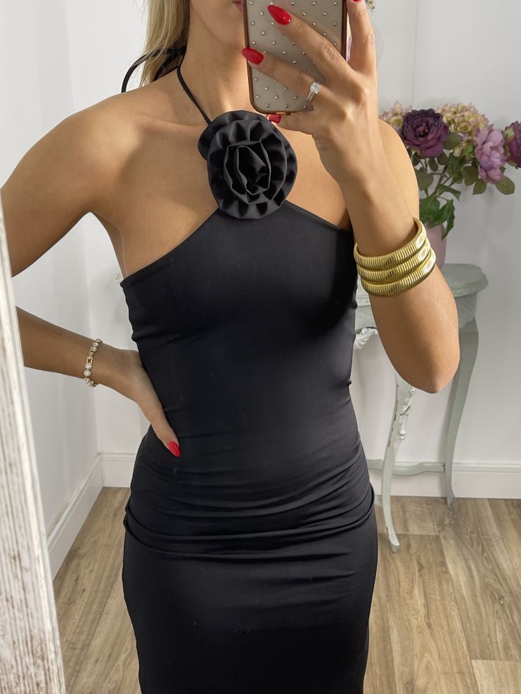Vestido negro flor