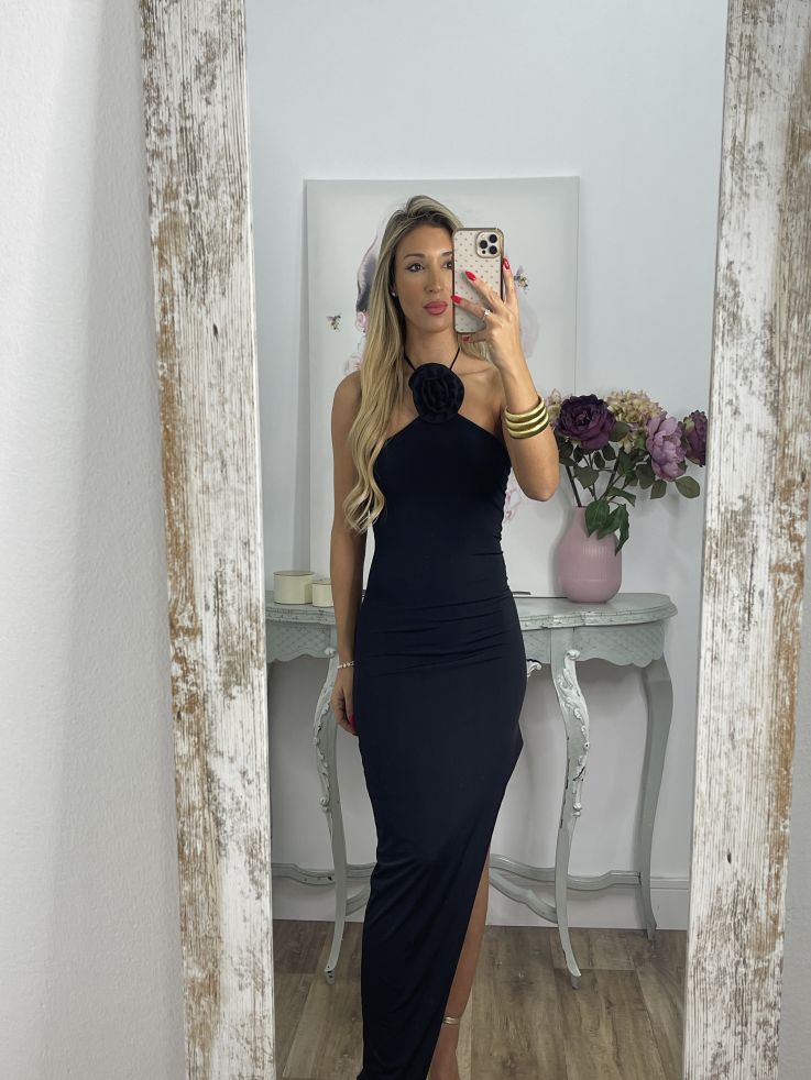 Vestido negro flor