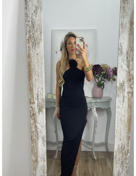 Vestido negro flor
