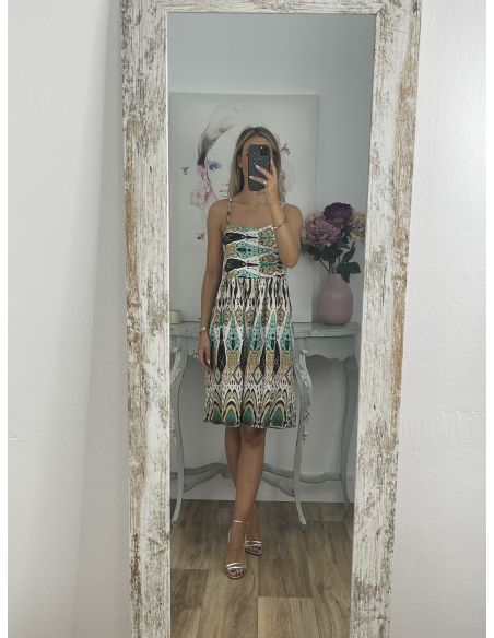 Vestido Azteca negro y verde