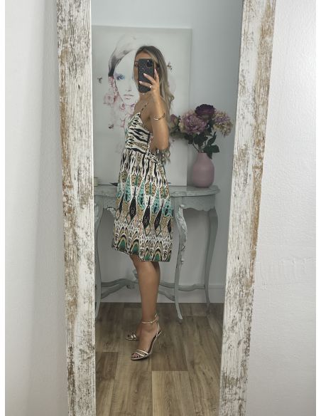 Vestido Azteca negro y verde