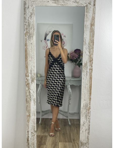 Vestido satinado zigzag