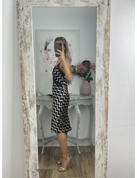 Vestido satinado zigzag