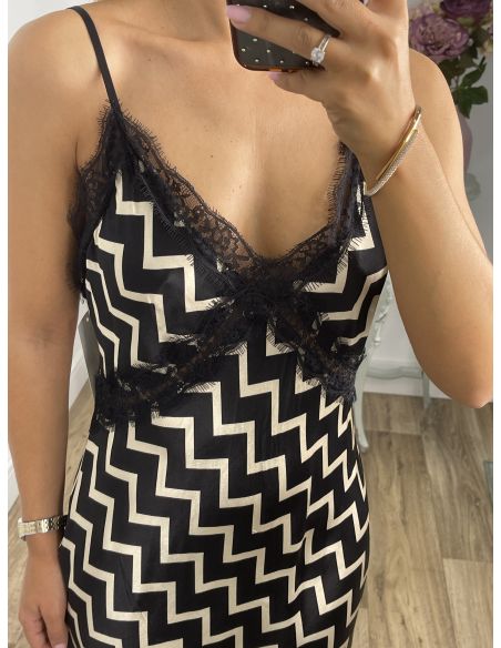 Vestido satinado zigzag