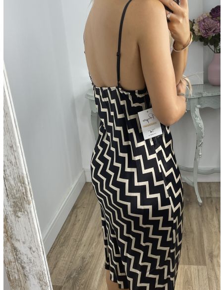 Vestido satinado zigzag