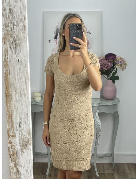 Vestido hilo corto camel