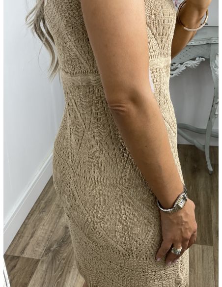 Vestido hilo corto camel