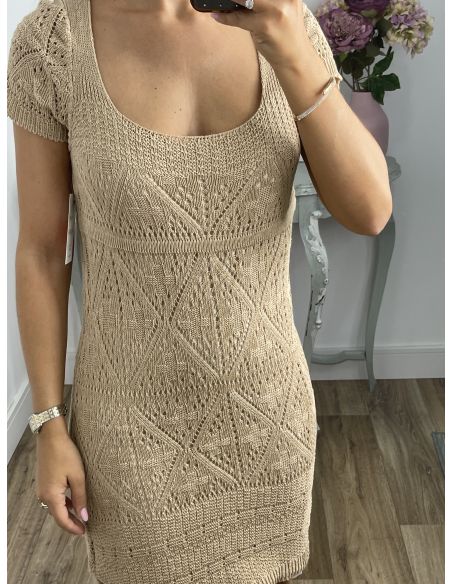 Vestido hilo corto camel