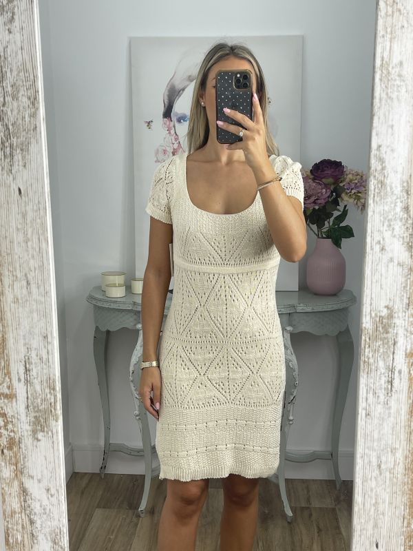 Vestido hilo corto beige
