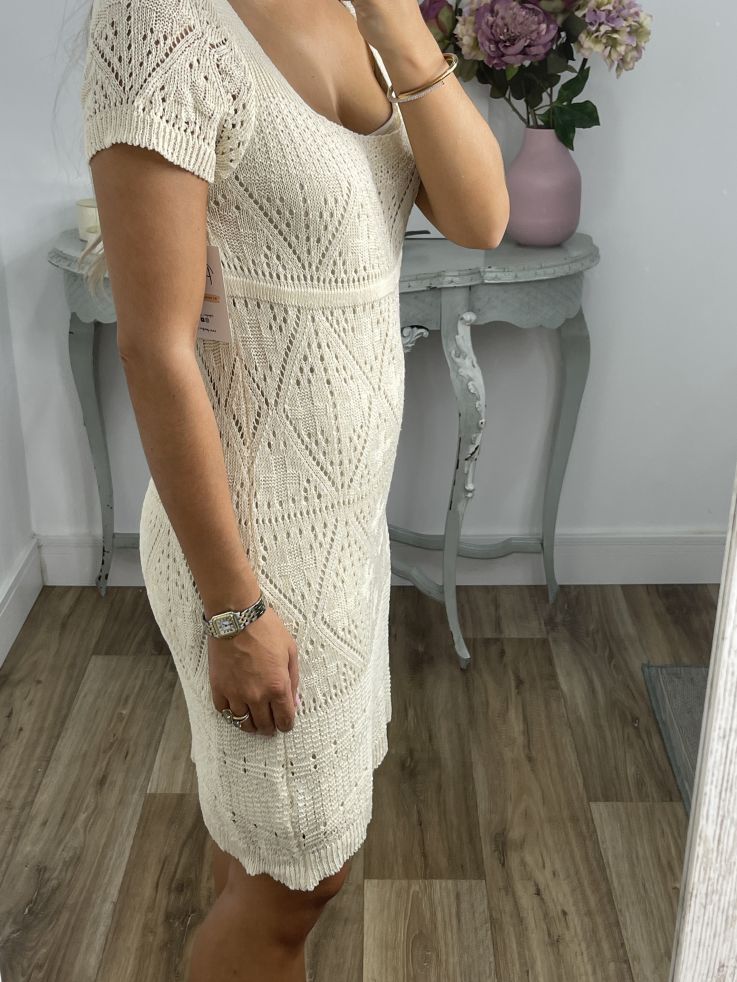 Vestido hilo corto beige
