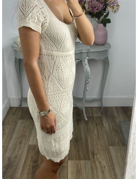 Vestido hilo corto beige