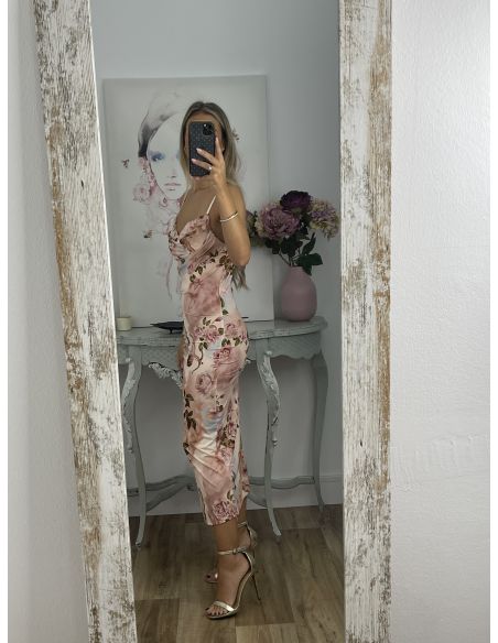 Vestido Lucrecia de flores rosa