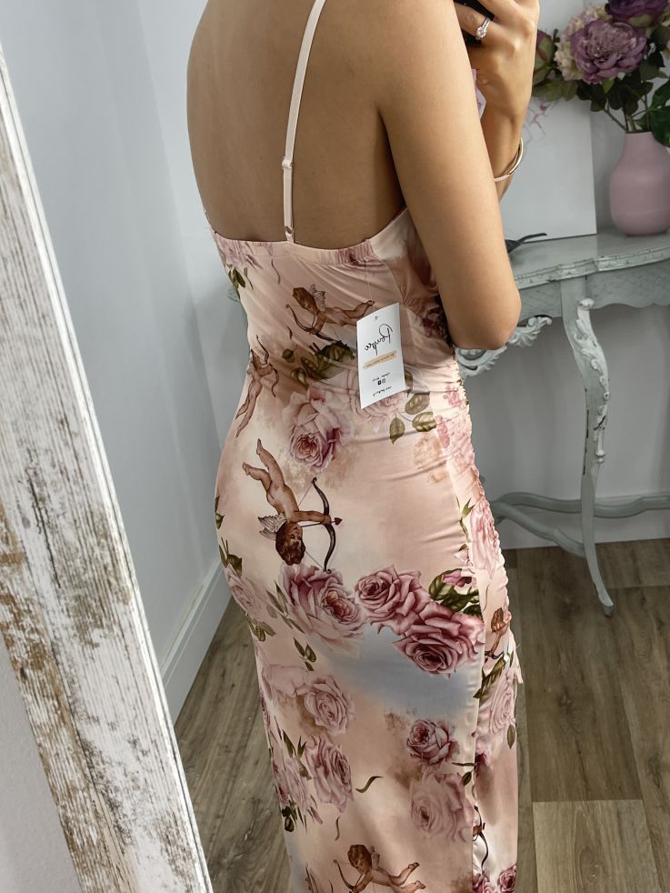 Vestido Lucrecia de flores rosa