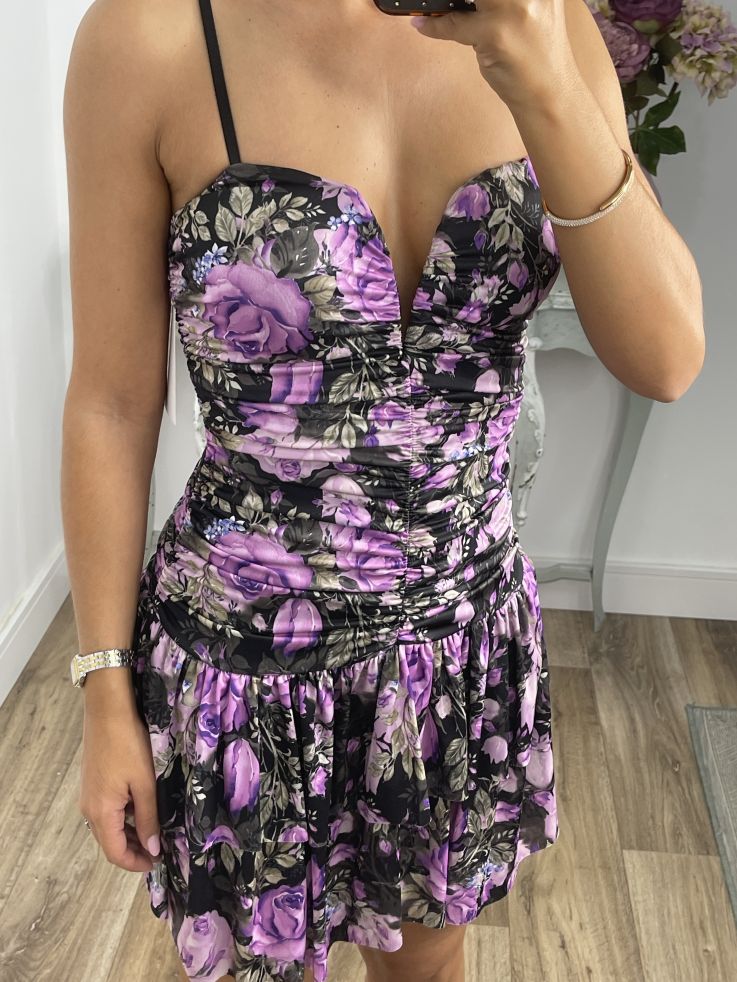 Vestido Caudalin flores malva