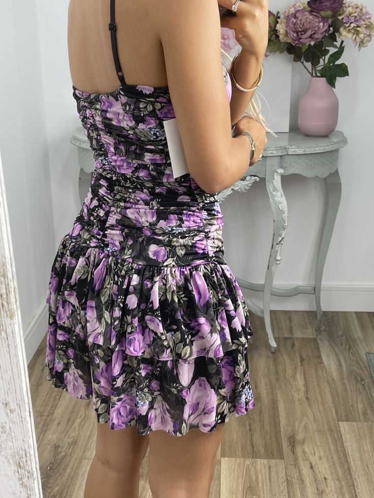 Vestido Caudalin flores malva