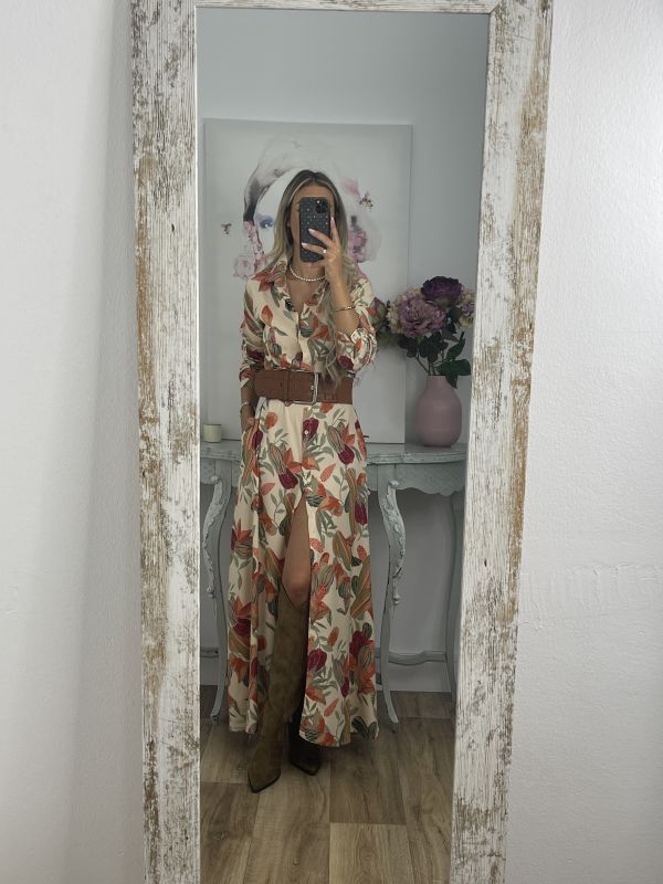 Vestido Sonia nude con flores