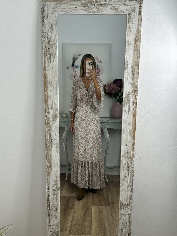 Vestido Caléndula de flores rosa