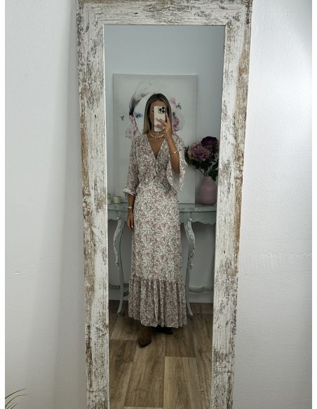 Vestido Caléndula de flores rosa