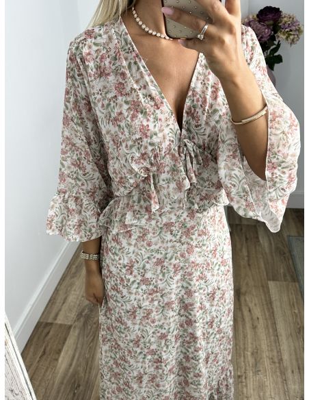 Vestido Caléndula de flores rosa