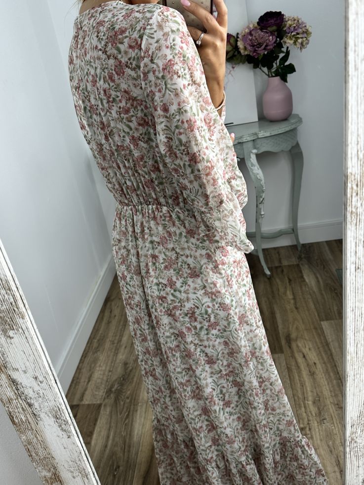 Vestido Caléndula de flores rosa