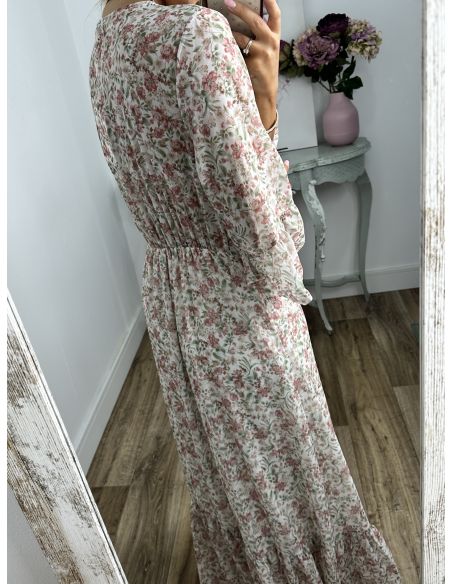 Vestido Caléndula de flores rosa