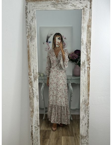 Vestido Caléndula de flores rosa