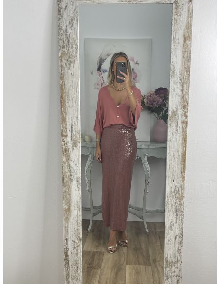 Falda Liberti lentejuelas rosa