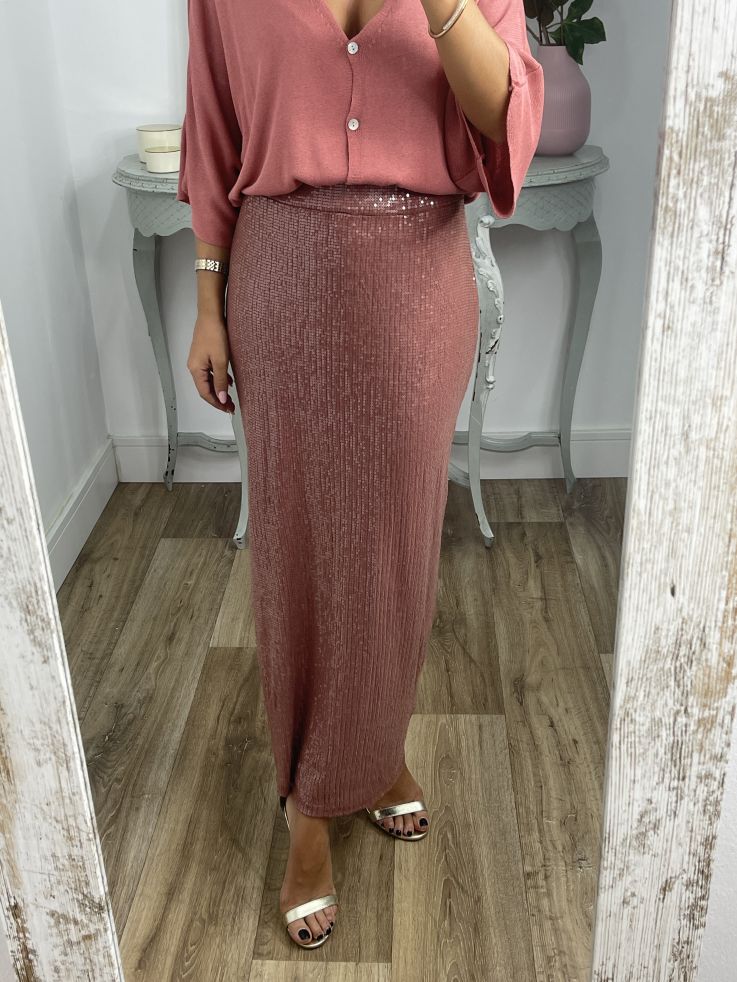 Falda Liberti lentejuelas rosa