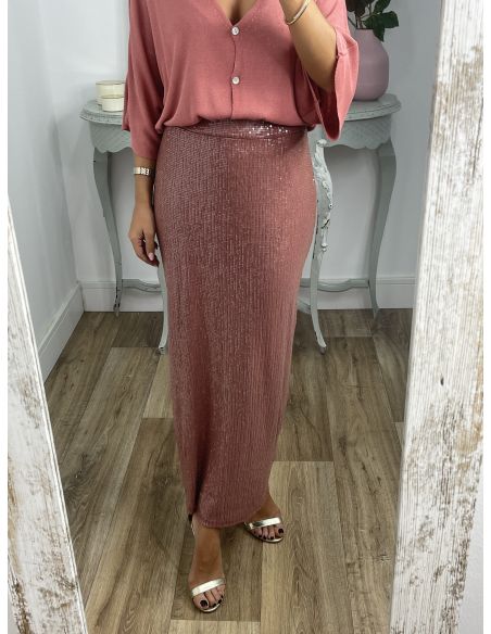 Falda Liberti lentejuelas rosa