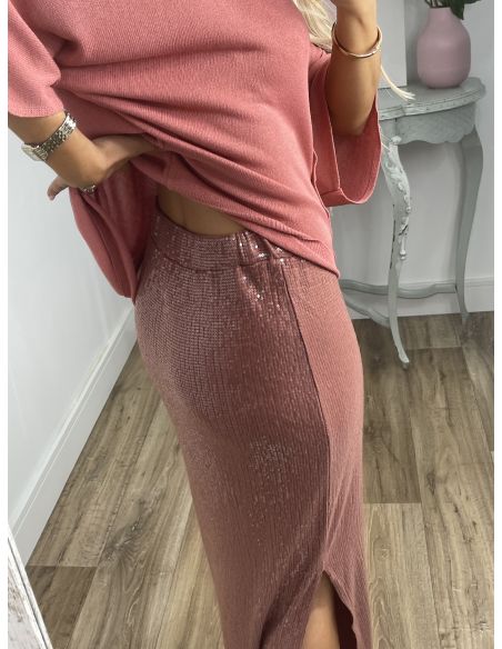 Falda Liberti lentejuelas rosa