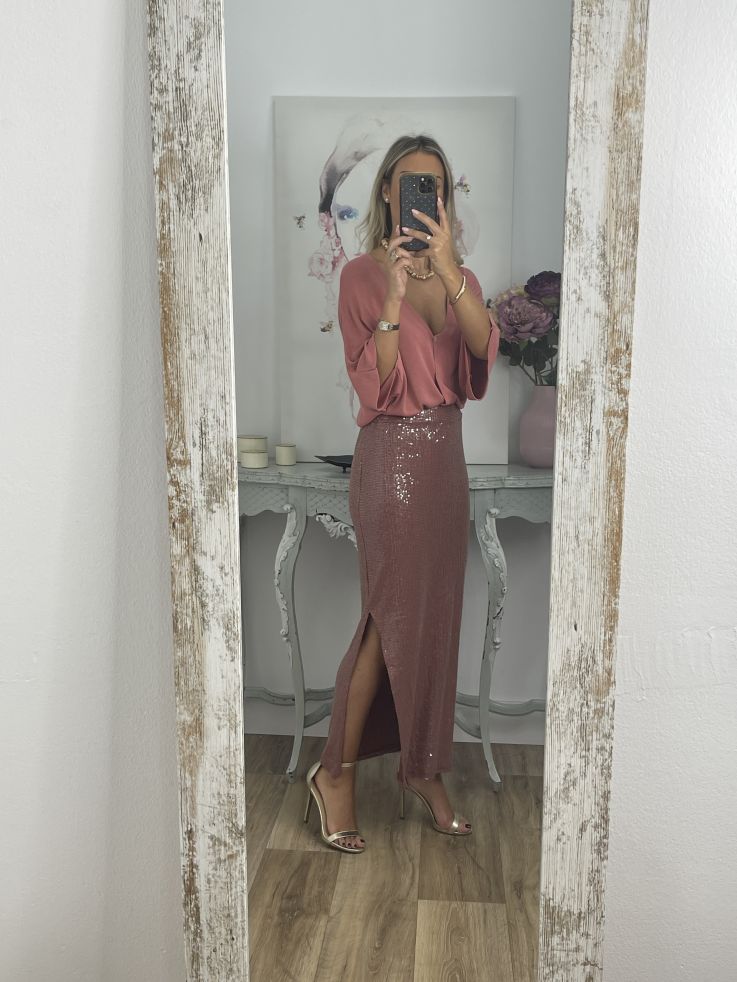 Falda Liberti lentejuelas rosa