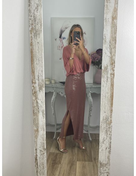 Falda Liberti lentejuelas rosa