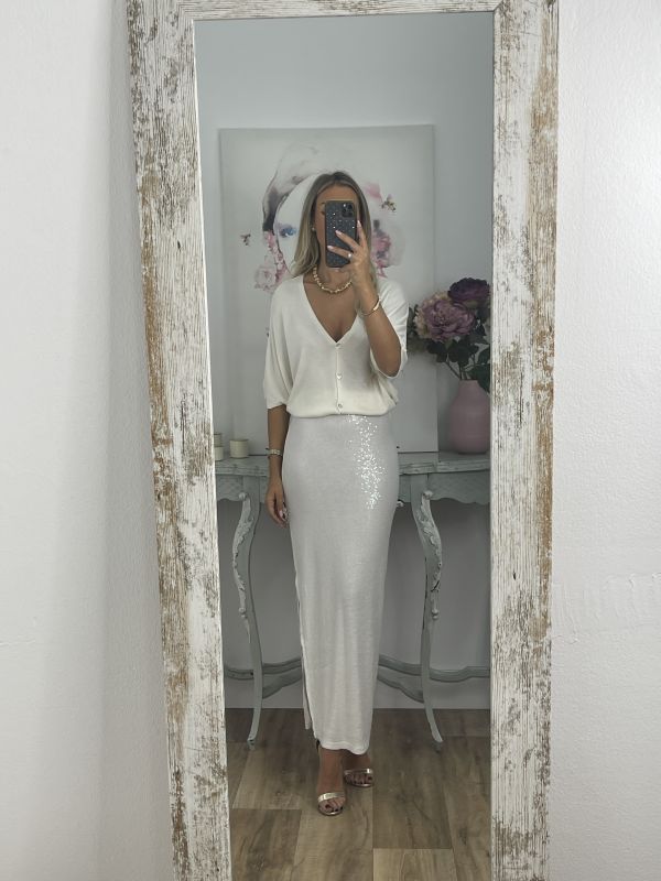 Falda Liberti lentejuelas blanca