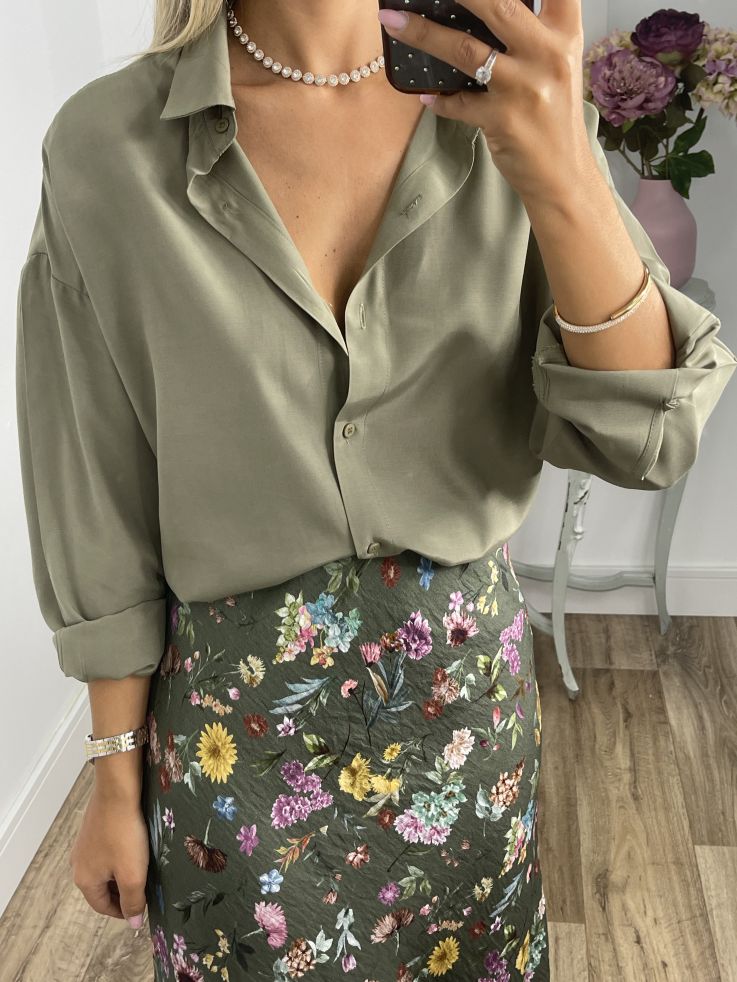 Camisa oversize fluida verde