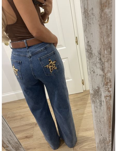 Jeans estrella leopardo