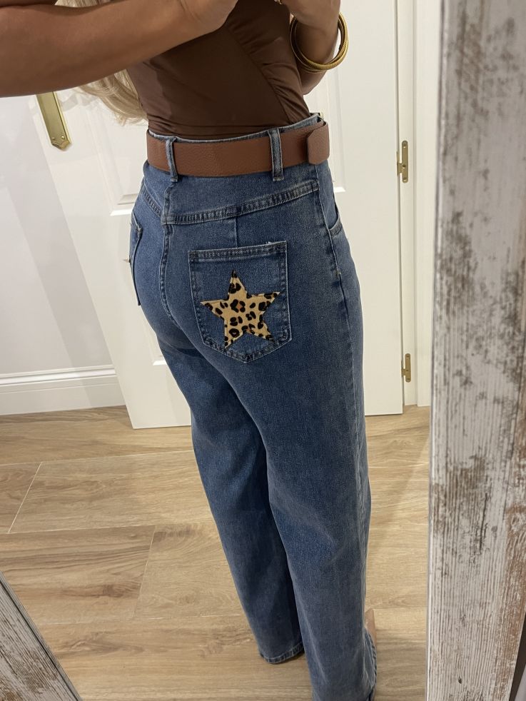 Jeans estrella leopardo