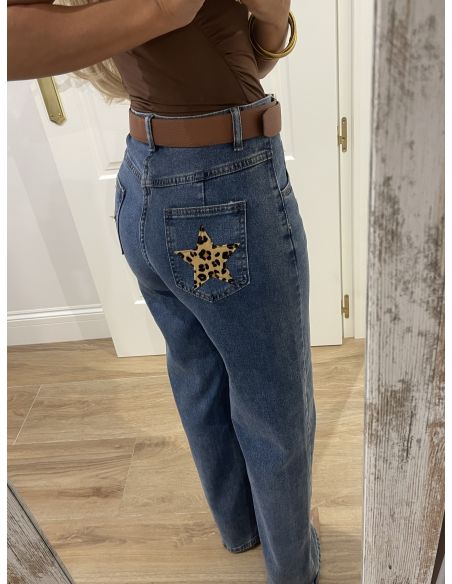 Jeans estrella leopardo