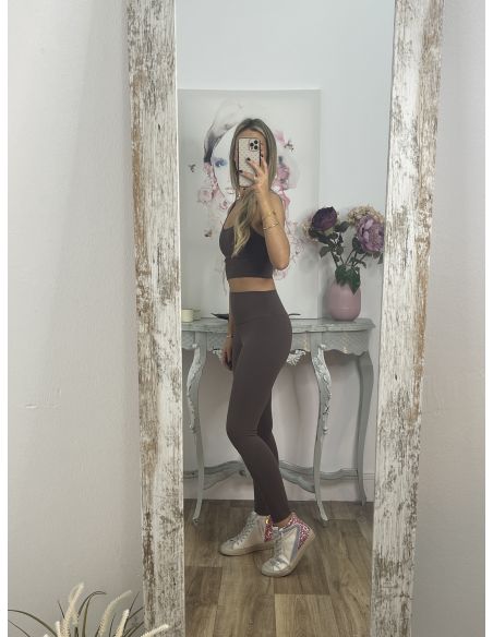 Leggins chocolate tiro alto liso