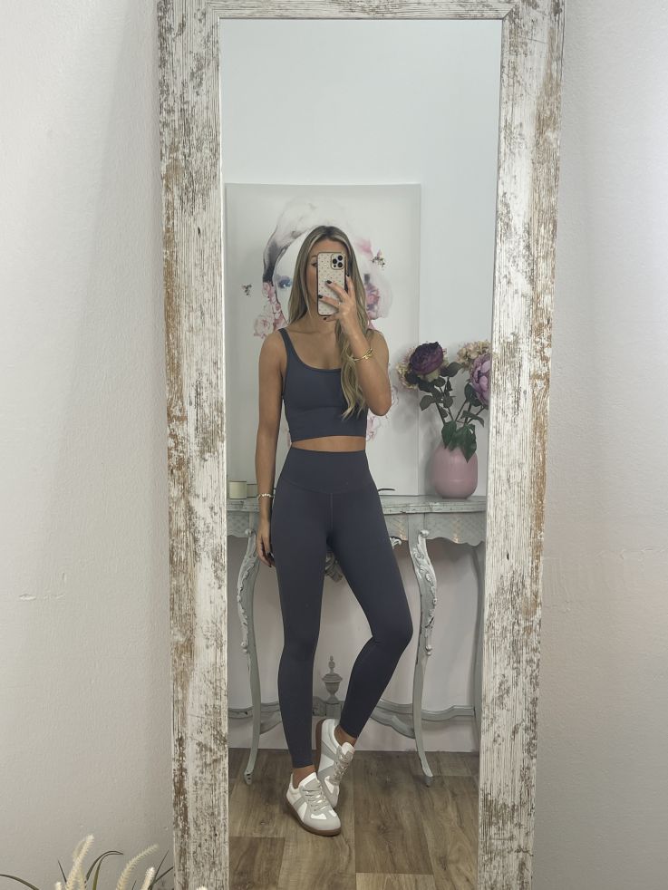 Leggins azul grisáceo tiro alto liso