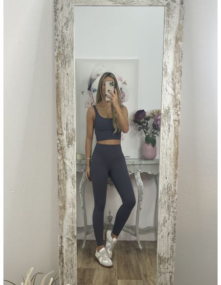 Leggins azul grisáceo tiro alto liso