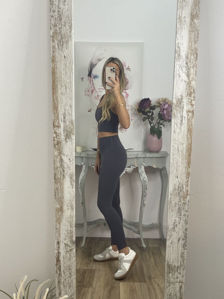 Leggins azul grisáceo tiro alto liso