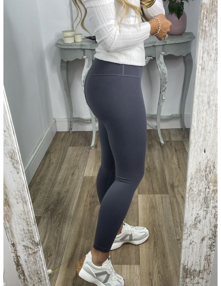 Leggins azul grisáceo tiro alto liso