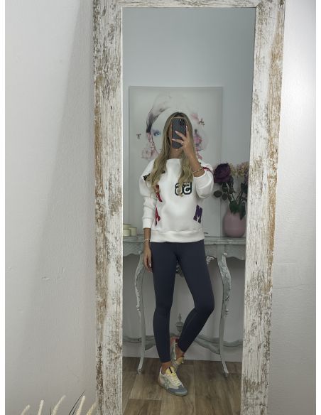 Leggins azul grisáceo tiro alto liso