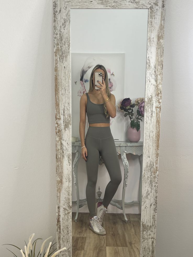 Leggins verde tiro alto liso